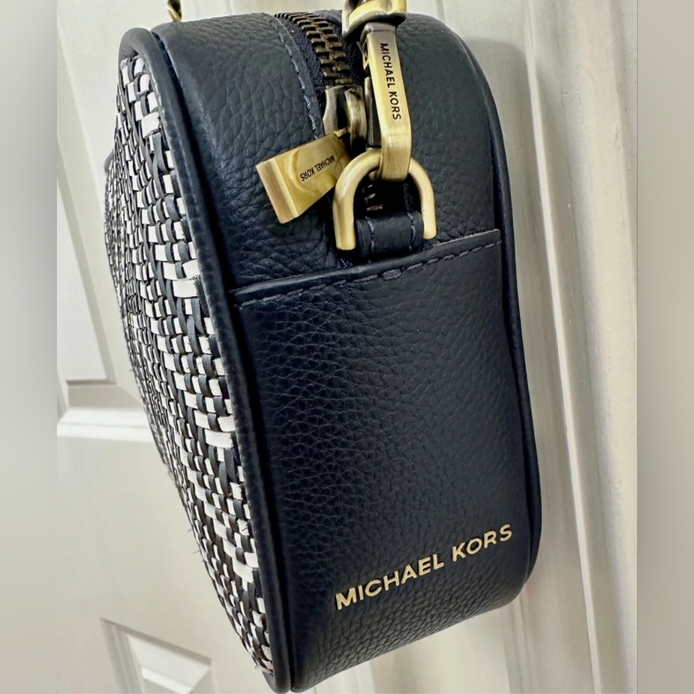 Michael Kors Ginny Medium Woven Leather Crossbody - Picture 4 of 8